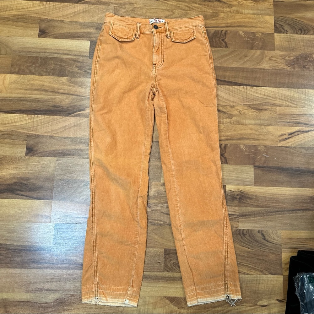 Free People Corduroy Pants Womens 25 Fired Chestnut Straight Skinny New Tags‎